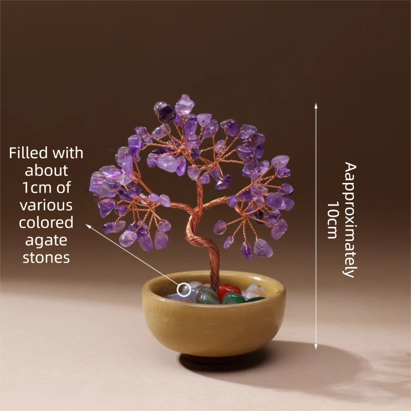 Amethyst Crystal Money Tree with Agate Base
