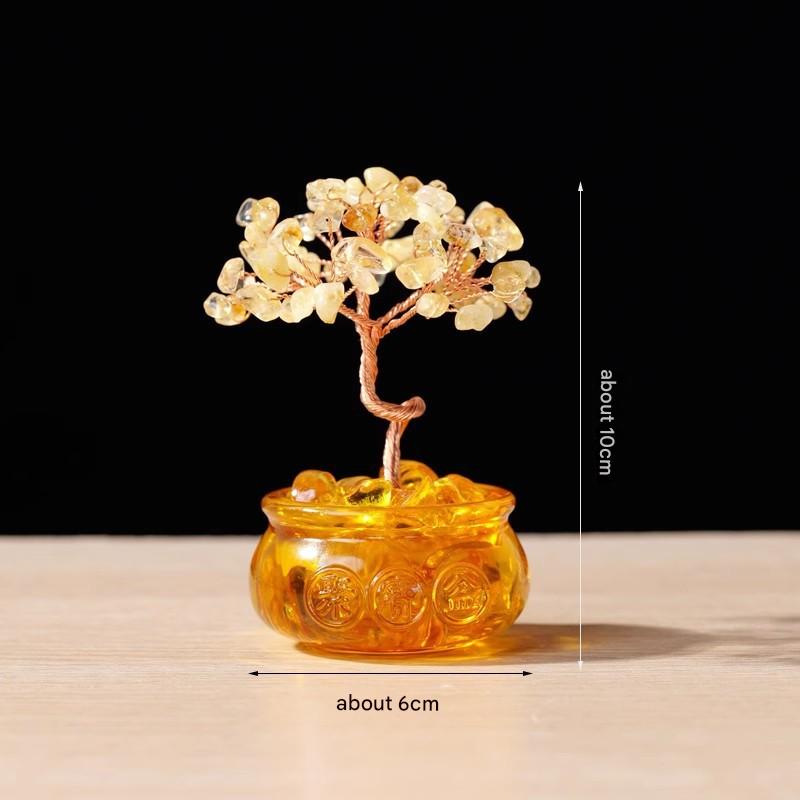 Yellow Crystal Money Tree with Fortune Basin