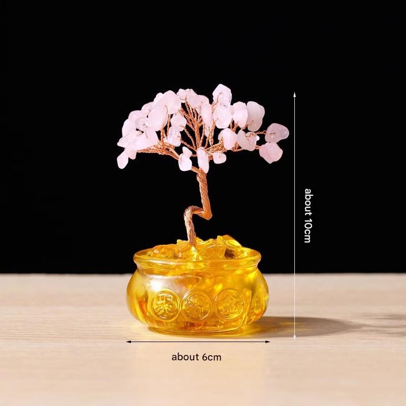 Pink Crystal Money Tree with Fortune Basin