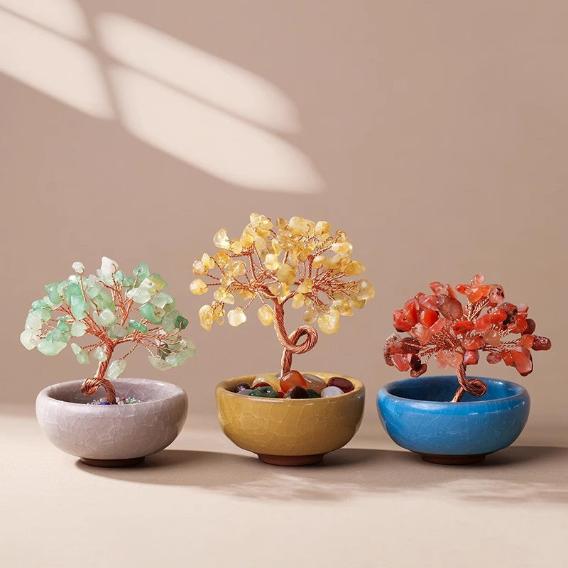Pink Crystal Money Tree with Fortune Basin