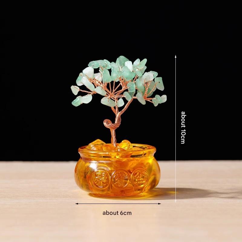 Green Crystal Money Tree with Fortune Basin