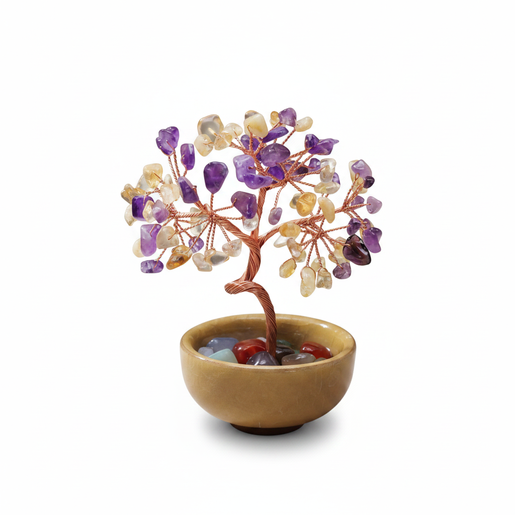 Amethyst and Citrine Crystal Money Tree with Agate Base
