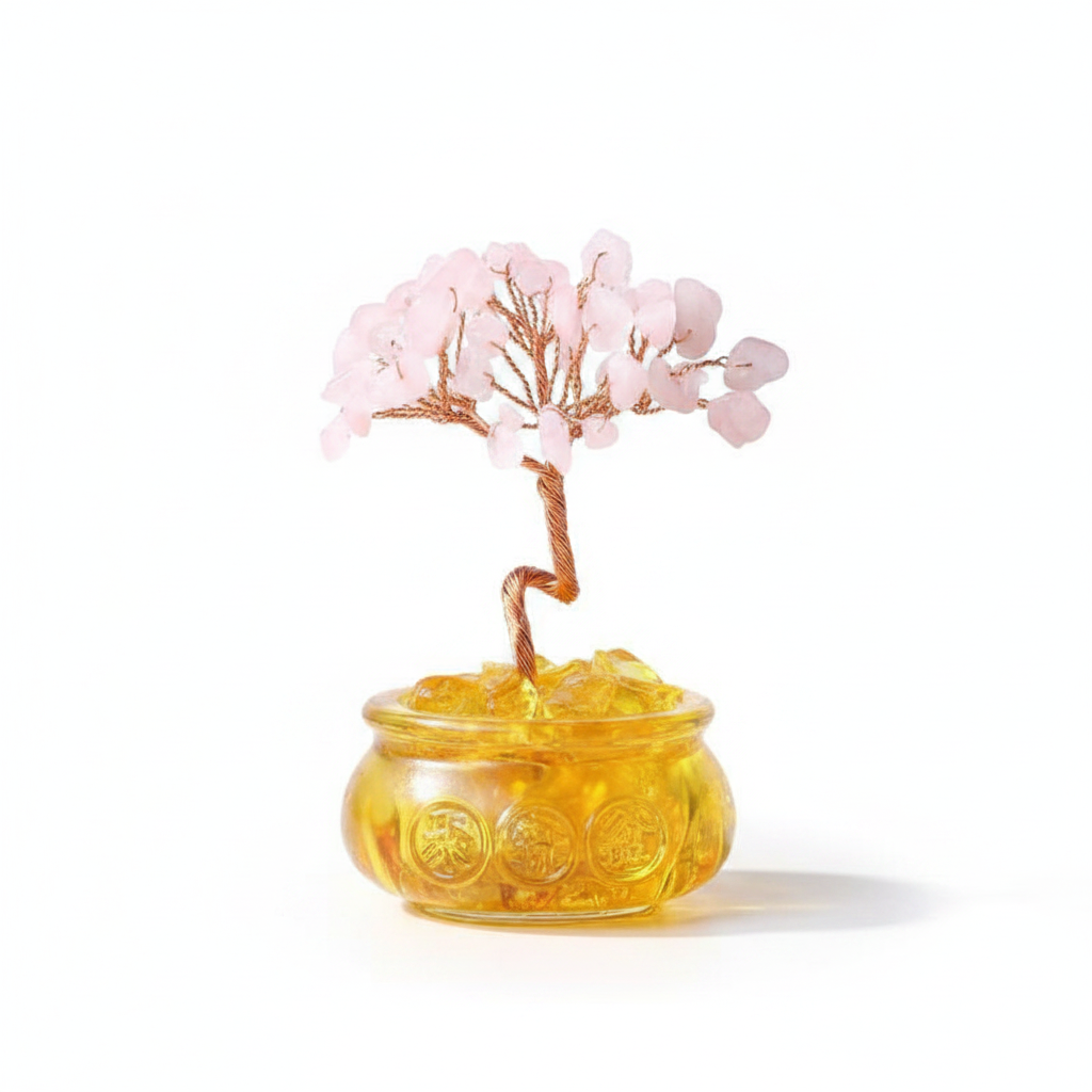 Pink Crystal Money Tree with Fortune Basin