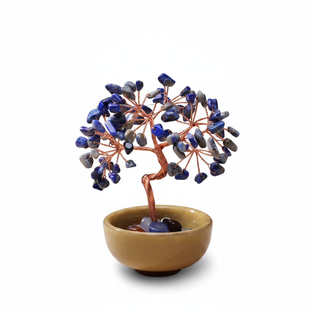 Blue Lapis Crystal Money Tree with Agate Base