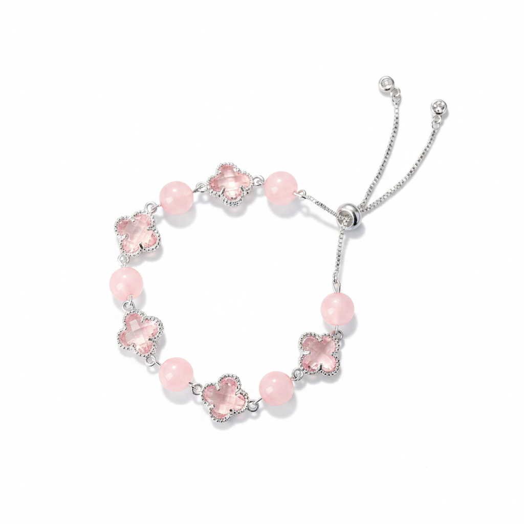 Clear Quartz Intention Bracelet, Pink